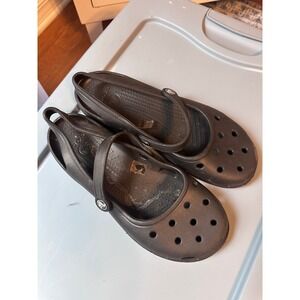 Crocs Mary Jane Flats Black Comfort Shoes Everyday Casual Size 6